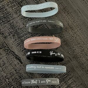 Religious Inspirational Silicone Bracelets Set of 6 bands